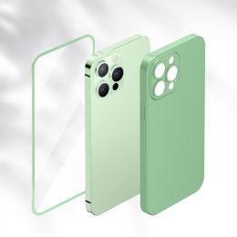 قاب سبز 360 کارساکا پلاس با شیشه معمولی HD برای آیفون 13 پرو - سبز روشن - برند گرین لاین Green lion
