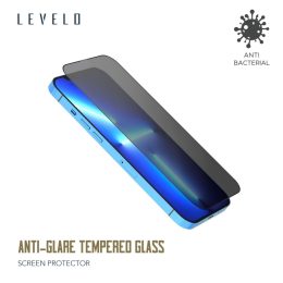 محافظ صفحه نمایش شیشه ای ضد تابش برای آیفون 13 پرو مکس - مشکی - برند لِوِلو Levelo