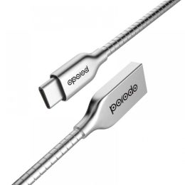 کابل داده Zinc Kirsite Type-C - نقره ای - برند پرودو Porodo