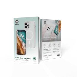 پاک کردن قاب MagSafe با دکمه های فلزی برای iPhone 15 Pro Max - Clear - برند گرین لاین Green lion