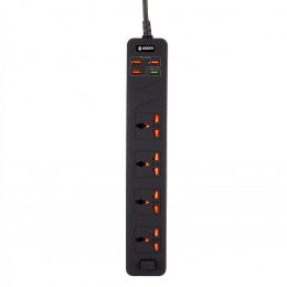 سبز 4 AC 4 USB 3.4A QC3.0 سوکت برق هوشمند چند پورت 3000W 3M - مشکی - برند گرین لاین Green lion