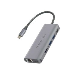 7 در 1 USB-C هاب اترنت و HDMI با PD 87W - Space Grey - برند پاورولوژی Powerology