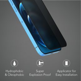 Privacy محافظ صفحه نمایش شیشه ای دوبار برای آیفون 12 پرو مکس - مشکی - برند لِوِلو Levelo