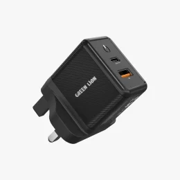 شارژر دیواری گان 35 واتی با کابل C به لایتنینگ - مشکی - برند گرین لاین Green lion