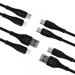 بسته کابل تاریخ  4 ( Lightning2.4A / Type-C 2.4A / USB-C به USB-C 60W / USB-C to L - برند گرین لاین Green lion