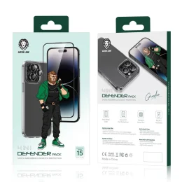 بسته دفاعی 4 در 1 برای آیفون 15 پرو مکس - آبی - برند گرین لاین Green lion