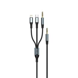 [GNAUX3IN1CBK] Green Lion 3 in 1 AUX Cable ( Aux - Lightning - Type-C ) 1.2M 3.5MM - Black