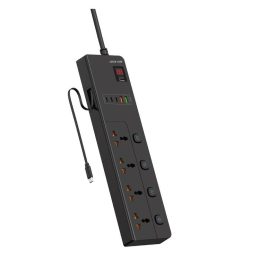 چندراهی و محافظ برق گرین لاین مدل GNGS8PSKT2 رنگ مشکی و سفید
