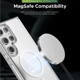 قاب کریستالی MagSafe برای Samsung Galaxy S24 - Clear - برند گرین لاین Green lion