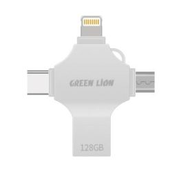 Green Lion 4-in-1 USB Flash Drive 128GB - Silver