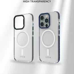 قاب شفاف FlexiGuard برای آیفون 15 پرو مکس - آبی  - برند لِوِلو Levelo