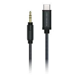 کابل بافته آلومینیومی USB-C به 3.5 میلی متر AUX 1.2 متر/4 فوت - خاکستری - برند پاورولوژی Powerology