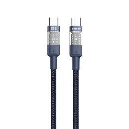 [PD-100WCCTH-BU] Porodo Braided 100W PD C to C Fast Charging Cable with Transparent Head 1.2M (Blue)