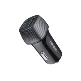 شارژر ماشین دو پورت 3.4A با کابل لایتنینگ 0.9M - مشکی - برند پرودو Porodo