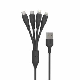 [PD-41LLCM-BK] Porodo 4in1 USB Cable Lightning -Type-C-Micro Durable Fast Charge and Data Cable (1.2m-4ft)