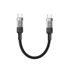 [PD-60WCCTH-BK] Porodo Braided 60W PD C to C Fast Charging Cable with Transparent Head 35cm (_Black)