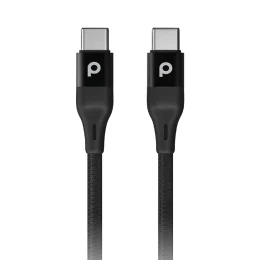 کابل بافته آلومینیومی USB-C به USB-C 2.2M 60W - مشکی  - برند پرودو Porodo