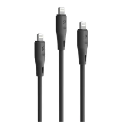 کابل لایتنینگ پی وی سی 3 در 1 ( 0.6 متر / 1.2 متر / 1.8 متر ) 2.4 آمپر - مشکی - برند پرودو Porodo