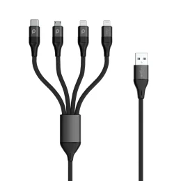 کابل بافته آلومینیومی 4 در 1 1.2M 2.4A ( Lightning 2X / Micro USB / Type-C )  - برند پرودو Porodo