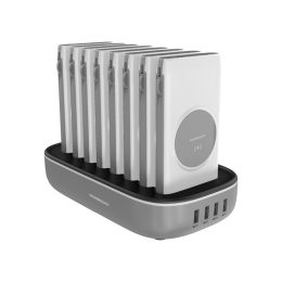 [PPBCHA1081-BU] Powerology 8 in 1 Power Bank Station with Built-In Lightning and Type-C Cable