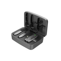 Porodo Dual Connector Lavalier Microphone Dual Mic with Charging Case- Black (1)