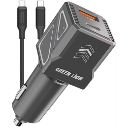 شارژر فندکی 60 وات گرین لاین مدل GNDVC12C کابل usb-c به usb-c