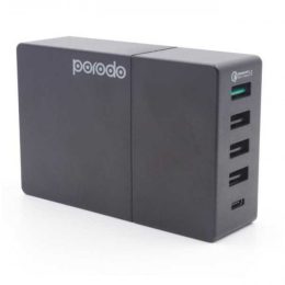 شارژر چند پورت شارژ سریع 3.0 و خروجی TypeC - مشکی - برند پرودو Porodo