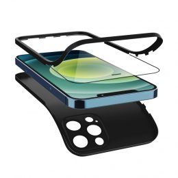 شیشه سه‌بعدی 360 درجه کارکاسا + قاب رایانه شخصی برای iPhone 12 / 12 Pro (6.1 اینچ) - آبی تیره - برند گرین لاین Green lion