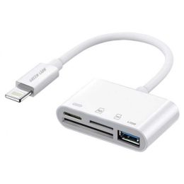 آداپتور OTG 4 در 1 (دوگانه Lightning به SD TF USB) - سفید - برند گرین لاین Green lion