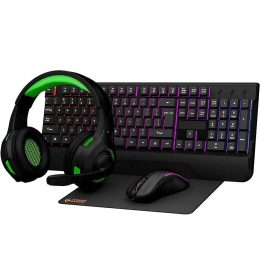 Gaming Set PDX213-BK - 4-in-1, Rainbow Keyboard, 800-3400 DPI Mouse, Black