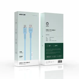 GREEN LION USB-A TO USB-C SILICONE CABLE  - BLUE