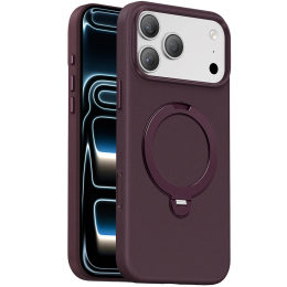 Minister iPhone 18 Pro Max MagSafe Case, PU Leather, 360 Rotating Stand - Burgundy