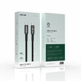 کابل بافته شده USB-C به USB-C 60W 1M - مشکی - برند گرین لاین Green lion