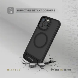 قاب ماتئو با دستگیره پایه پایین برای iPhone 16 PRO MAX- BLACK - برند لِوِلو Levelo