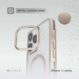 کیف ELIO PC با پایه حلقه دوربین برای iPhone 16 PRO MAX-ROSE GOLD TI - برند لِوِلو Levelo