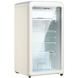 GMF-83A Mini Fridge, 83L Capacity, Transparent Door + Interior Lights + Adjustable Shelves - White