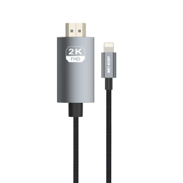Lightning to HDMI 2M Braided Cable, 1080P@60Hz Screen Mirroring Adapter - Grey