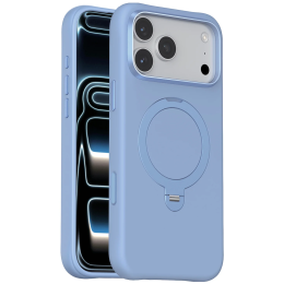 Silicone Stand Case for iPhone 18 Pro Max, 360° Rotating Stand - Blue
