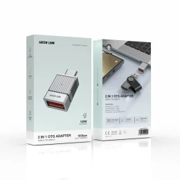 آداپتور OTG 2 در 1 USB-A به USB-C - خاکستری - برند گرین لاین Green lion