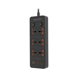 سوکت آبی 6 AC با پورت USB-A X2 USB-C X4 انگلستان (سیم 3M) - مشکی - برند پرودو Porodo