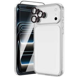 4 in 1 iPhone 18 Pro Defender Pack (Camera Lens + HD Glass + Back Film + Cover) - Burgundy
