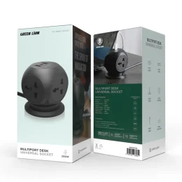 GREEN LION MULTIPORT DESK UNIVERSAL SOCKET - BLACK