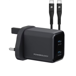 شارژر دیواری 45 وات پاورولوژی مدل PWP4845ACTOCBK با کابل USB-C به USB-C