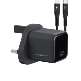شارژر دیواری 25 وات پاورولوژی مدل PWP5525CTOCBK با کابل USB-C به USB-C