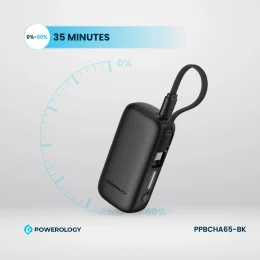 پورت PD20W 5000MAH پاور بانک نوع C و پورت USB-A با کابل قابل جدا شدن - - برند پاورولوژی Powerology
