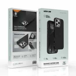 کیف چرمی MAGSAFE IPHONE 16 PRO - BLACK - برند گرین لاین Green lion