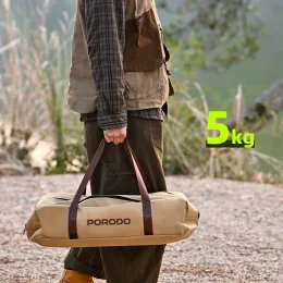 میز کمپینگ تاشو قابل حمل با اجاق گاز و مشبک قهوه ای - برند پرودو Porodo