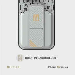 CASE GRIPSTAND MORPHIX با نگهدارنده کارت برای iPhone 16 PRO - GRAY - برند لِوِلو Levelo