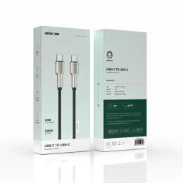 کابل آلیاژی روی بافته شده USB-C به USB-C 60W 1M - مشکی - برند گرین لاین Green lion