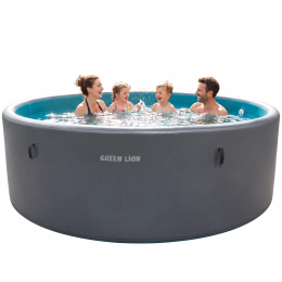AQUA MAX Inflatable Pool, 8700L Capacity, 3.7M Diameter & 1.2M Depth, Electric Air Pump Included - Grey